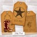 Western Cowboy Themed Printable Tags Digital Collage Sheet - Buy 3 Get 1 Free