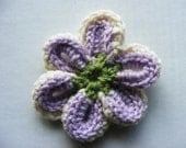 Light Purple Green & Ivory Crochet Flower Brooch/Pin