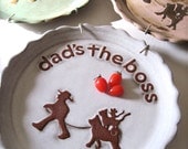 Father's day gift ideas - Dad's The Boss Large Plate - Vanilla Chocolate