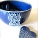 Blue Porcelain Lace Bowl with Heart Cutlery Rest Set-Hideminy Lace Series