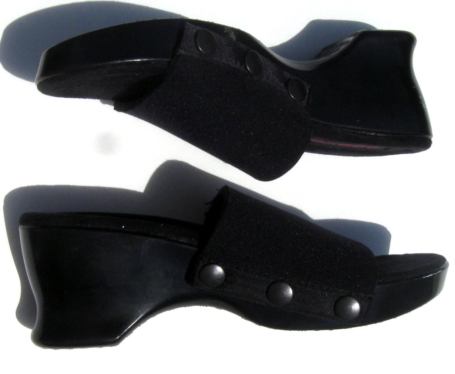 Vintage 90's 1990's Women Nineties Teen Mall Goth Punk Emo Grunge Summer Spring Black Peep Open Toe Sandals Shoes Size 6 30% OFF SALE