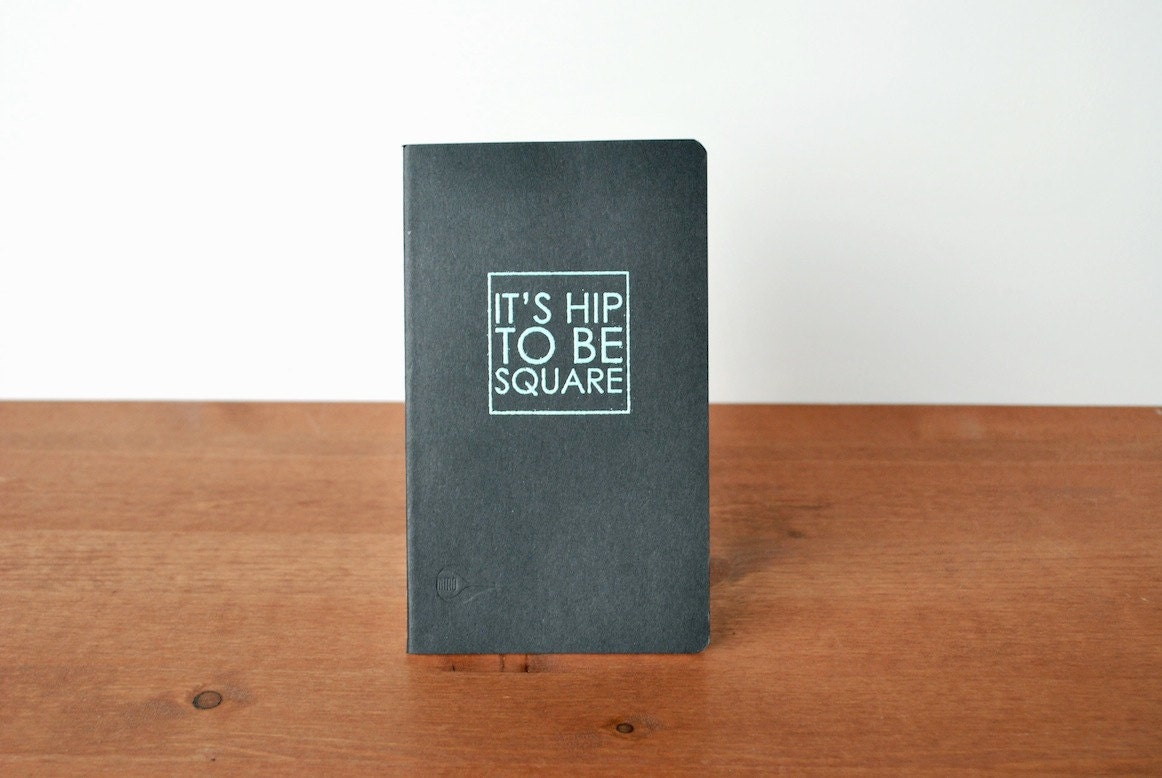 black moleskine style journal: retro hip to be square