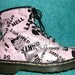 Pink vintage boots in AU 8 - made in England - EU 41 - US 9 L - black newsprint Docs - rare boots