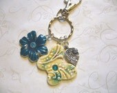 Love Of Nature Silver Brass And Ceramic Key Ring