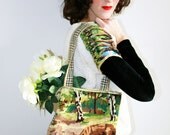 Tote bag in vintage canevas deer green