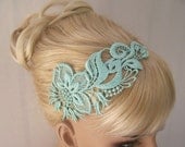 Orchid lace headband pastel mint green