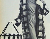 INSTANT PDF PATTERN 1960s Mod Granny Squares Crocheted Lace Coat and Carpet Bag Purse Fashionable Vintage Crochet Pattern  Quick n Easy
