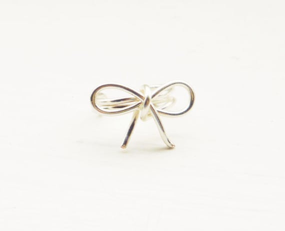 Ear Cuff Silver Bow Dainty Ear Wrap Earcuff