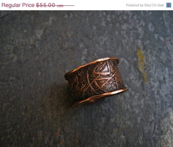 50off SALE FREE SHIPPING Etched Copper Ring Copper Jewelry Mixed Metal Ring Mixed Metal Jewelry