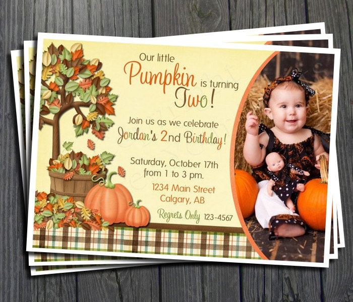 Pumpkin Birthday Invitation - FREE Thank You Card included