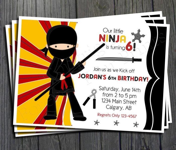 Ninja Birthday Invitation - FREE Thank You Card included Il_170x135