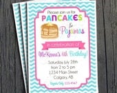 Pancakes and Pajamas Birthday Invitation - FREE Thank You Card included Il_170x135