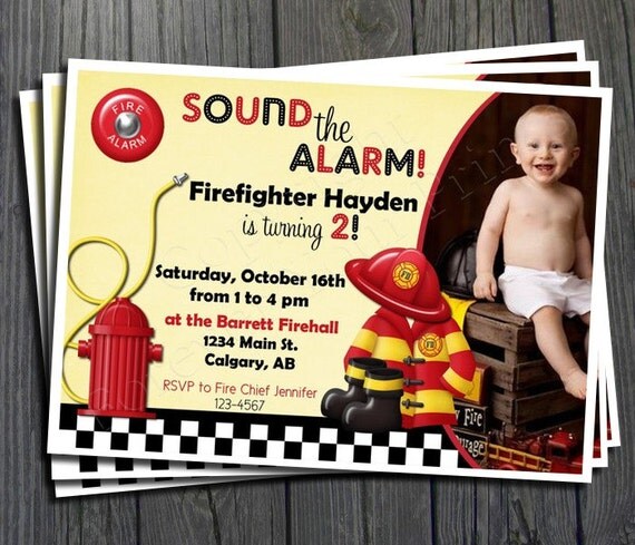 Fireman Birthday Invitation - FREE Thank You Card included Il_570xn