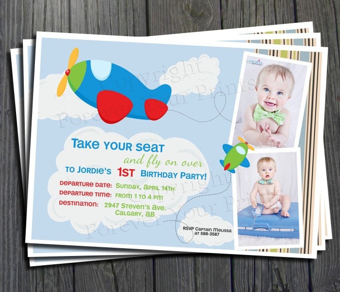 Airplane Birthday Invitation - FREE Thank You Card included Il_570xn
