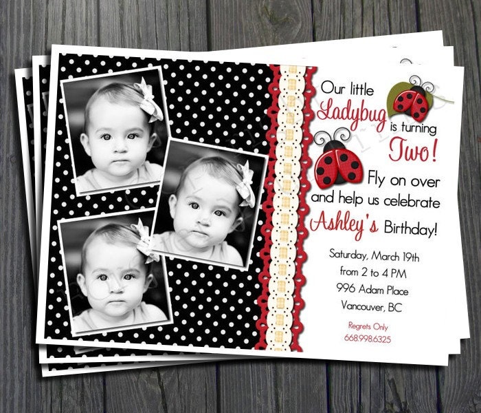 Printable Ladybug Invitation - FREE Thank You Card included Il_570xn