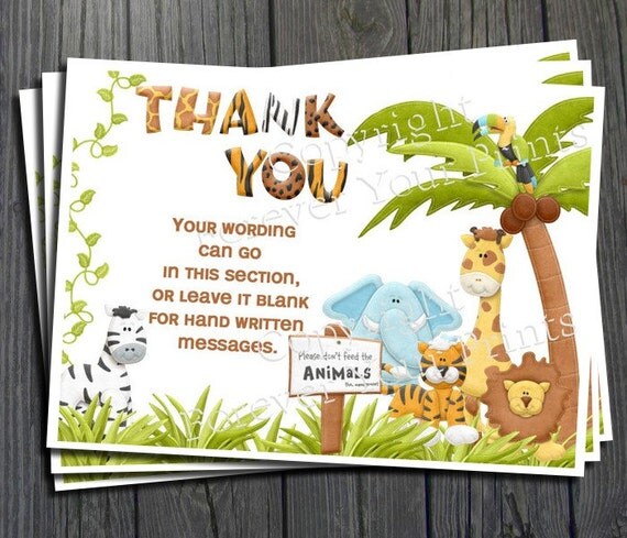 Jungle Thank You Card - Printable Design Il_570xn
