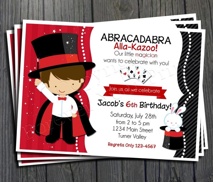 Magician Birthday Invitation - Includes FREE Thank You Card Il_570xn