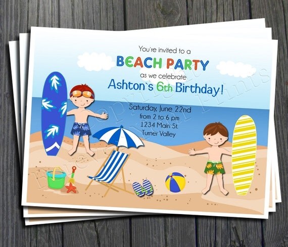 Beach Birthday Invitation - FREE Thank You Card included Il_570xn