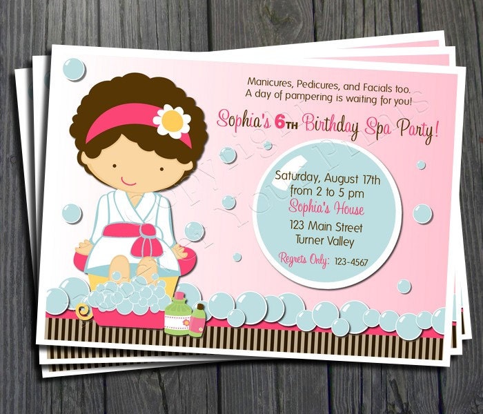 Spa Birthday Invitation - FREE Thank You Card included Il_570xn