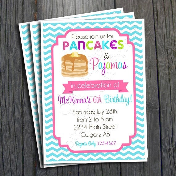 Pancakes and Pajamas Invitation - FREE Thank You Card included Il_570xn