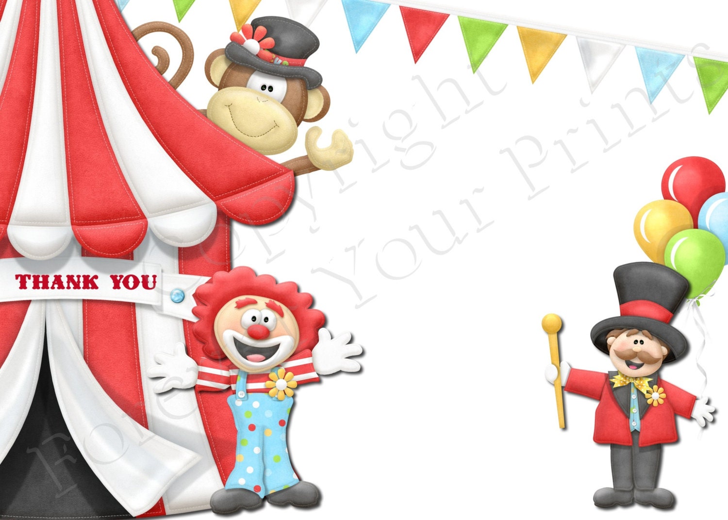 Carnival Birthday Invitation - FREE Thank You Card included