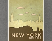 New York 8x10 / Typography Print, City Skyline, Giclee, Modern Baby Nursery Decor, Illustration, American Travel Theme, Digital, NYC, Trendy