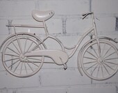 Bicycle Wall Art / Ivory Wall Decor / Metal Bicycle / Metal Wall Decor / Shabby Chic Decor / Shabby Chic Decor