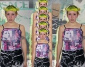 90s women's digital print fashion magazine Versace Dior Dolce Gabbana  tank top size small