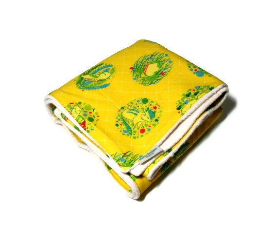 Organic Baby Blanket in Organic Sherpa and Organic Cotton Forest Animals