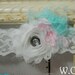 Breakfast at Tiffany's Bridal Garter set With Coordinating Toss Garter White Stretch Lace and Shabby Chiffon Flower