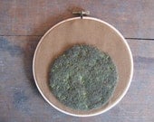 Felted wool embroidery hoop, star moss wall decor made upcycled natural linen, 6.5 inches
