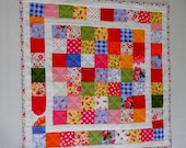 Quilted Patchwork Wall Hanging Retro Vintage Style Rainbow of Colors