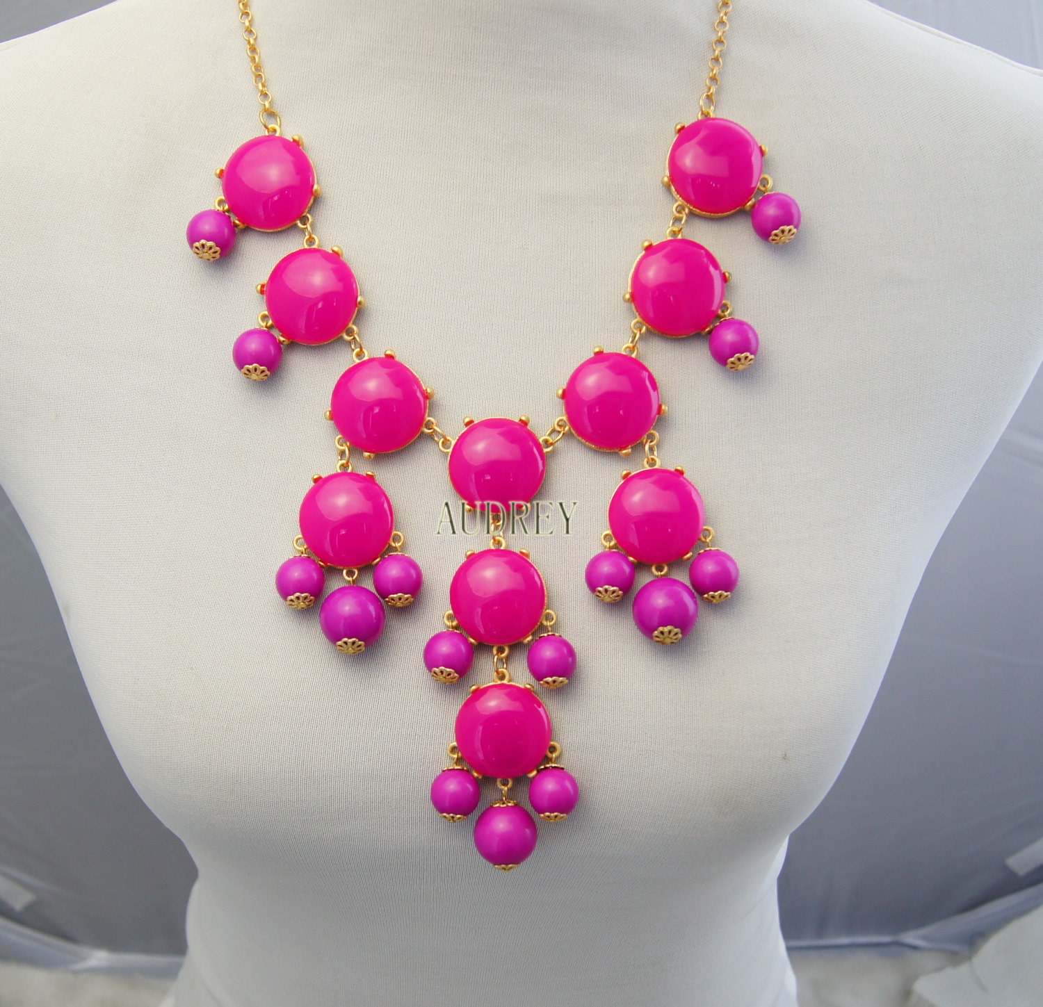 rosy bubble necklace,holiday party,bridesmaid gifts,Birthday Jewelry,Beaded Jewelry,statement necklace with chain