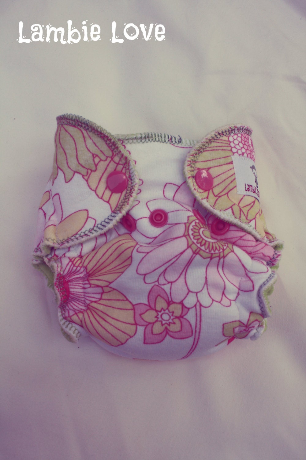 Lambie Love Fitted Cloth Diaper--Newborn--Summer Delight---Cotton Velour, Hemp & Bamboo Fleece