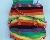 Lambie Love Fitted Cloth Diaper--One Size Fits Most--Rainbow Stripey Dipey---Cotton Velour & Bamboo Fleece