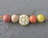 Yellow Porcelain Daisy Bead Set