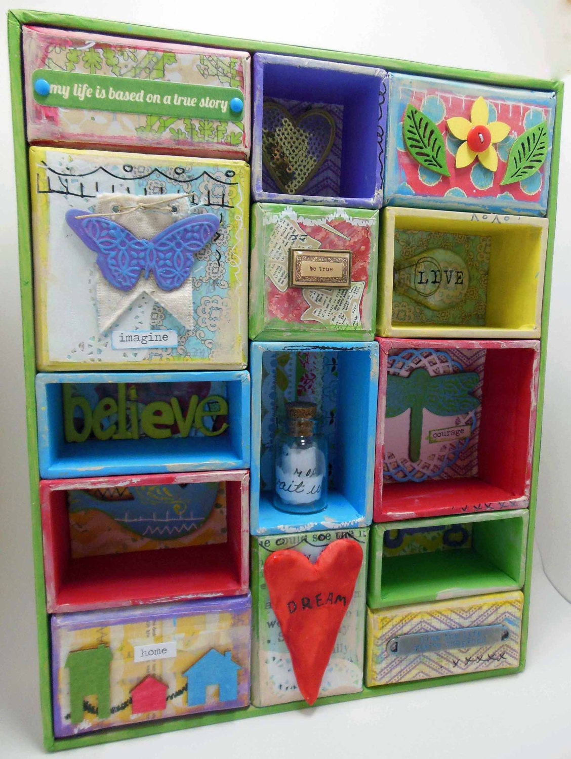 Live Life Inspirational  Curio Box  Mixed Media
