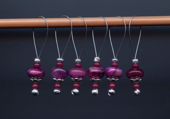Knitting Stitch Markers Tiger Eye Snag Free Semi-Precious Tiger Eye Glass Beads Jeweled Stitch Markers