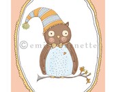 8x10-Percival the Owl (Pink)