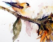 BIRD and SUNFLOWER Large Watercolor Print by Dean Crouser