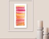 original watercolor painting - abstract fine art - orange red pink yellow - stripes - whimsical - summer