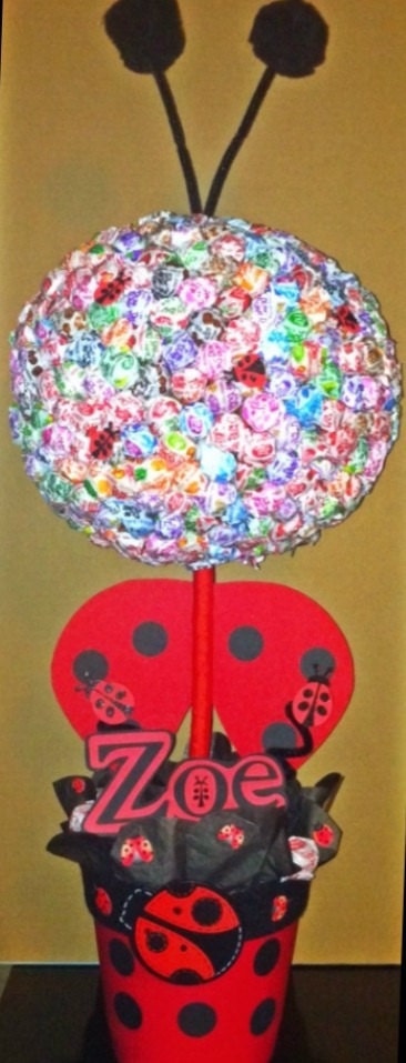 Lady Bug Lollipop Topiary Tree - Any theme Candy Buffet,centerpiece,gift,Birthday Party
