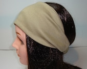 Tan stretch cotton fabric headband yoga exercise