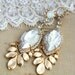 Statement Chandelier Crystal earrings - 14k plated gold big Swarovski rhinestones earrings.
