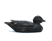 Vintage Wood Duck Hand Carved Primitive Black Paint Cabin Cottage Decor Decoy