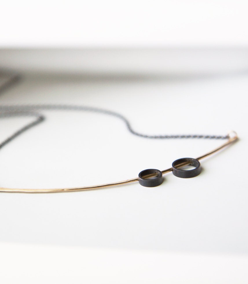 modern 14K gold abstract statement necklace - unique sculpture art pendant - handmade by lolide