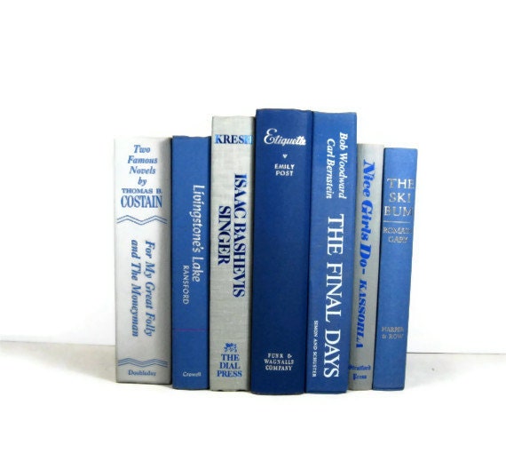 Blue and Gray  Vintage Decorative Books