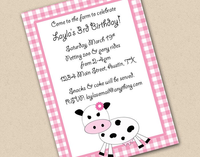 Gingham Girl (or Boy) Farm Invitation Il_570xn
