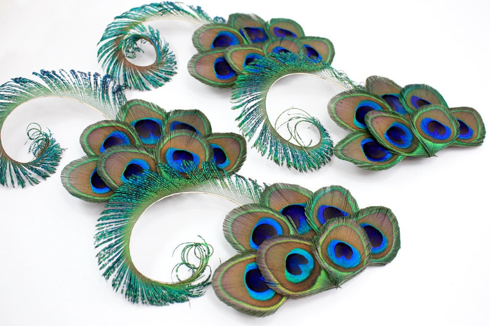 4 Peacock bridesmaid clips - Graceful - Bridesmaid gift / Wedding hair clips / Hair accessory set of 4