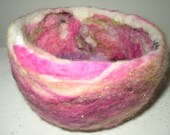 springtime pink, a needle felted wool bowl